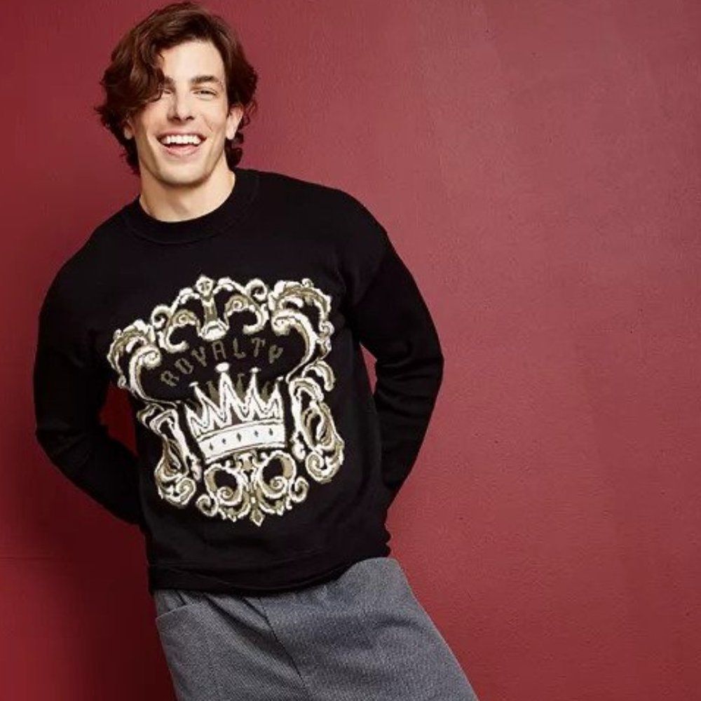 Royalty by Maluma Men's Relaxed-Fit Birdseye Jacquard Logo Sweater